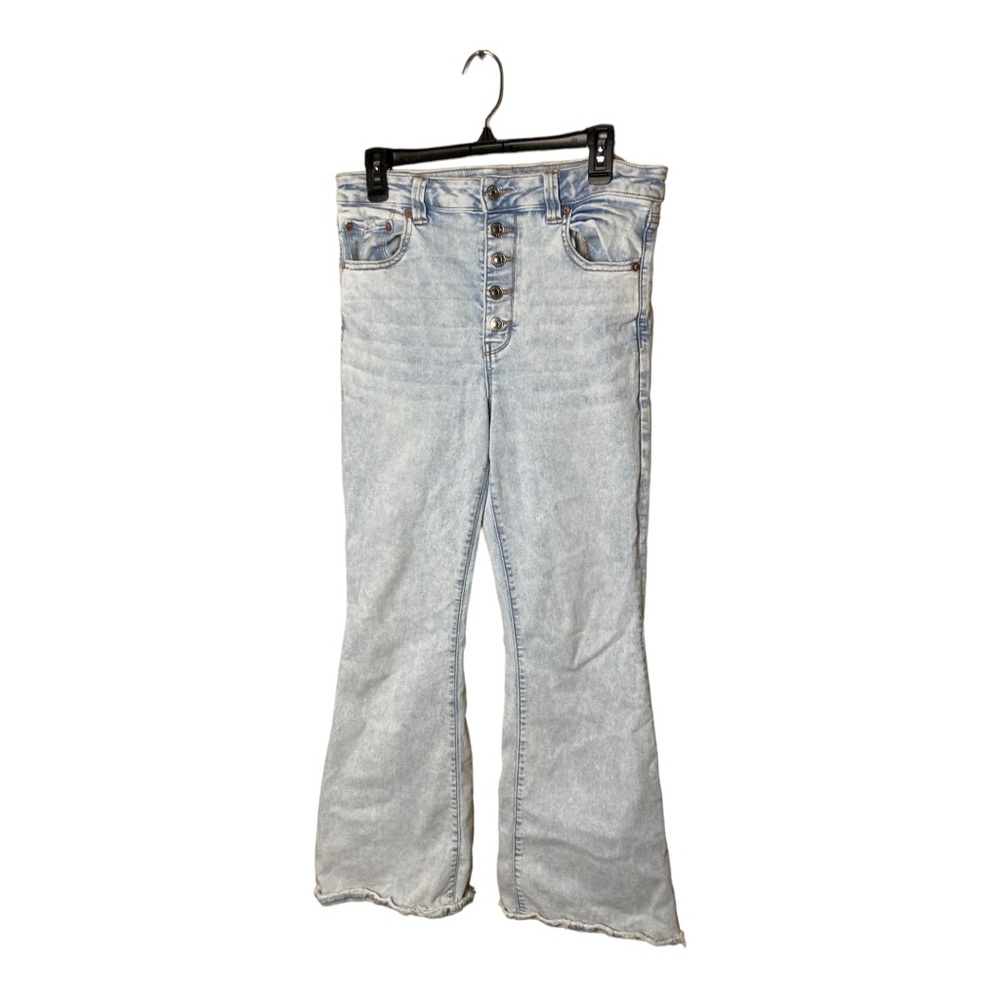 American Eagle AE Next Level Stretch High Waist Button Fly Flare Jeans Size 14R